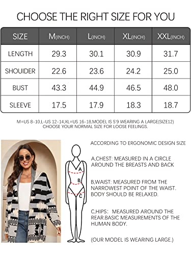 Women's Aztec Cardigans Sweater Boho Open Front Long Sleeve Sweaters Loose Slouchy Knitted Christmas Sweatar #TOP6