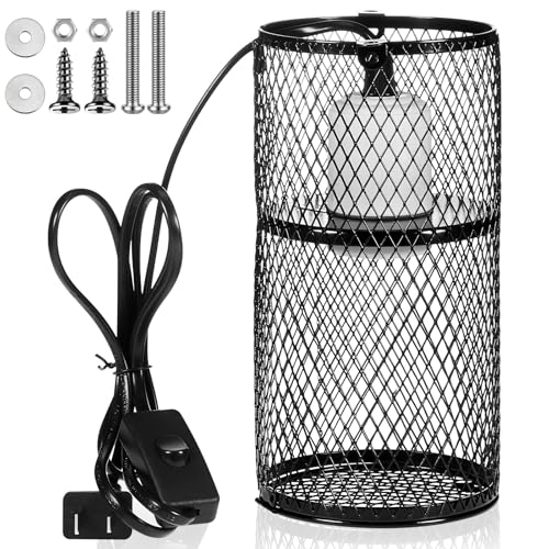 Image of VIHOSE 1 Pcs Reptile Heat Lamp Guard with 150W Ceramic Heat Emitter Basking Anti Scald Heating Lamp Holder Mesh Cage Reptile Protection Lampshades for Lizard Snake Chick, Bulb Not Included