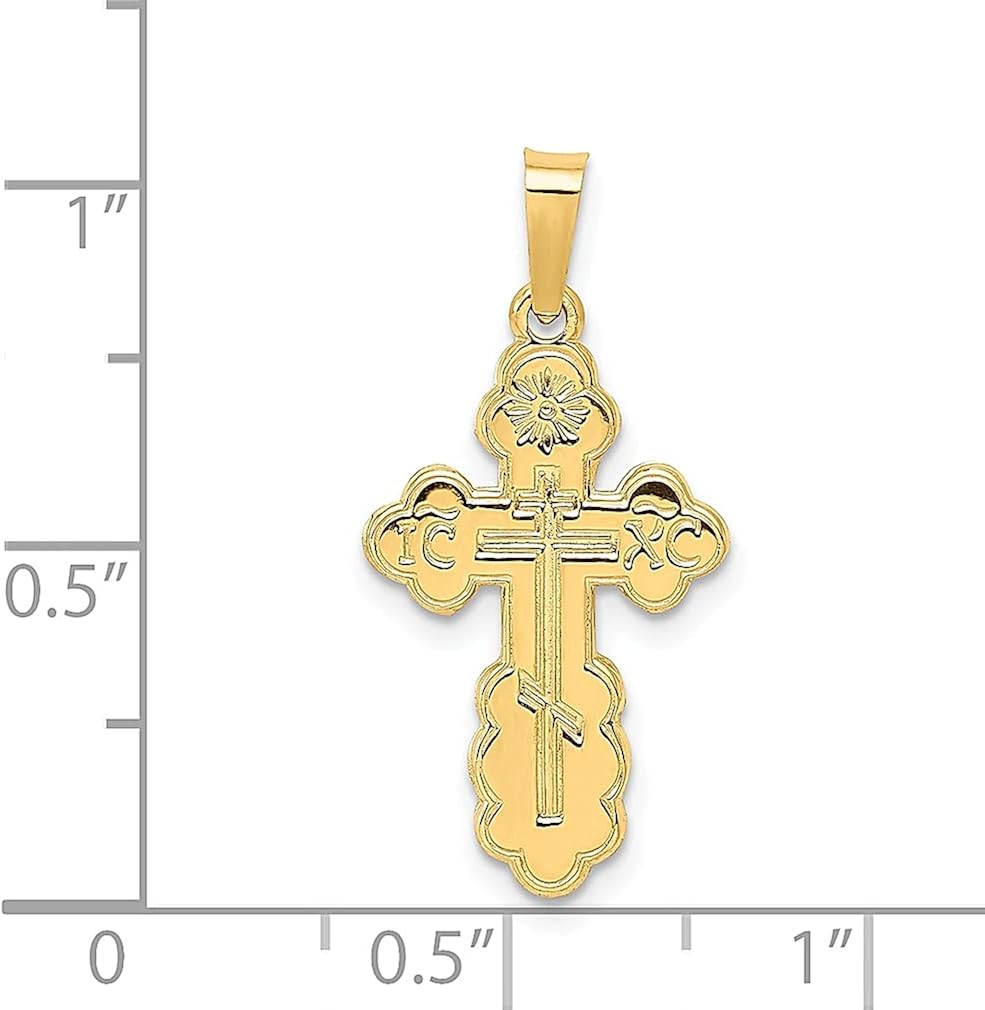 Miniatura 3 de Collar de oro amarillo de 14 quilates con dije religioso de cruz ortodoxa oriental, joyería fina para mujer, regalos para ella, Oro amarillo Piedra