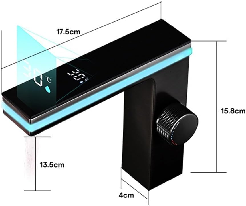 LED Bathroom Faucet with Temperature Display,Bathroom Sink Faucet No Need for Batteries All Copper Material Suitable for Family Hotels,Gold