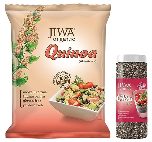 Image of JIWA healthy by nature Organic Chia Whole Seeds 200 g, Certified Organic & Organic Quinoa, 500 g, (Certified Organic & Gluten Free)