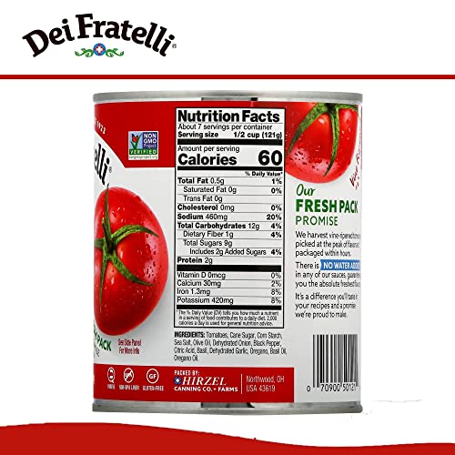 Dei Fratelli Italian Sauce - All-Natural Vine-Ripened - No Water Added, Not From Paste – Non Gmo, Gluten-Free - Fifth-Generation Family Recipe (28 Oz. Cans, 12 Pack) #TOP2