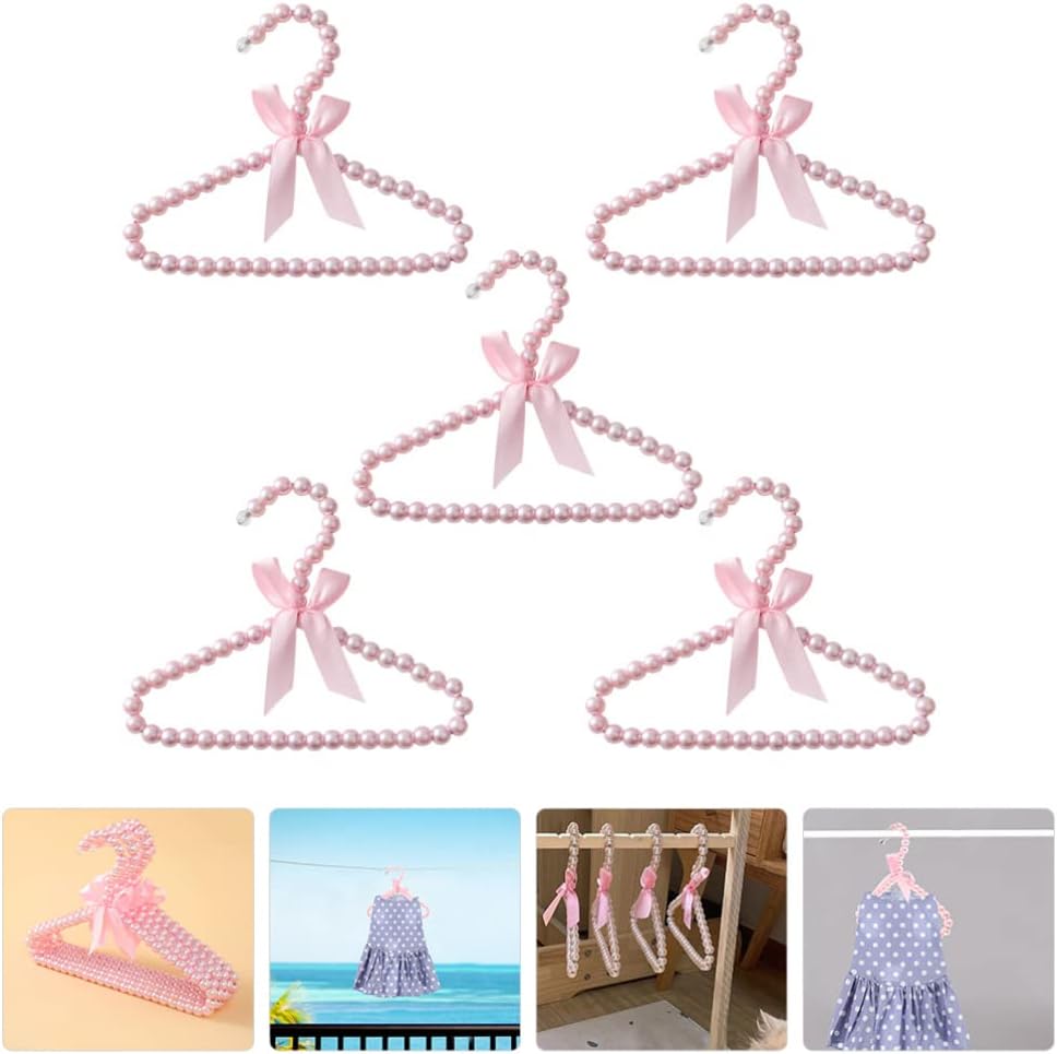 Toddmomy Baby Hangers Kids Hangers 5pcs Pearl Beads Clothes Hangers Beaded Clothes Hangers Dress Pants Hanger Closet Coat Hangers for Kids Pet Dogs Baby Hangers Kids Hangers