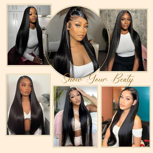22 Inch 12A Silky Straight Human Hair Wig 13X4 HD Transparent Lace Front Wigs for Black Women Brazilian Virgin Frontal Real Hair Wigs Pre Plucked with Baby Hair - Image 8