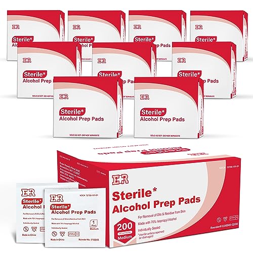 Ever Ready First Aid Alcohol Prep Pads, Medium 2-Ply Alcohol Wipes, Individually Wrapped Swabs, Saturated with 70% Isopropyl Alcohol - 2,000 Count