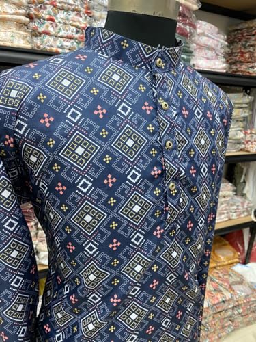 Image of FOXDX Men's Traditional Cotton Floral Printed Only Kurta