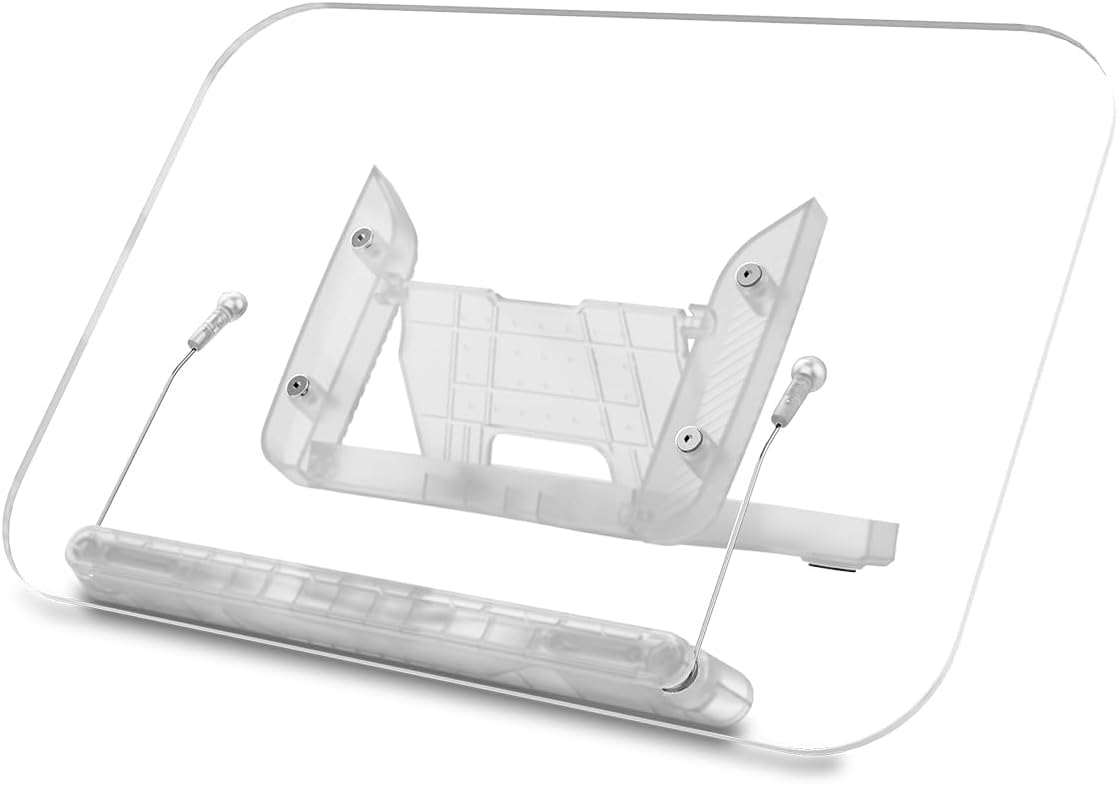 Acrylic Book Stand for Reading, Cookbook Holder, 13 Levels Angle Adjustable, Foldable & Portable, Lightweight for Office, Kitchen, School Textbook, Recipe, Magazine, Tablet, Laptop