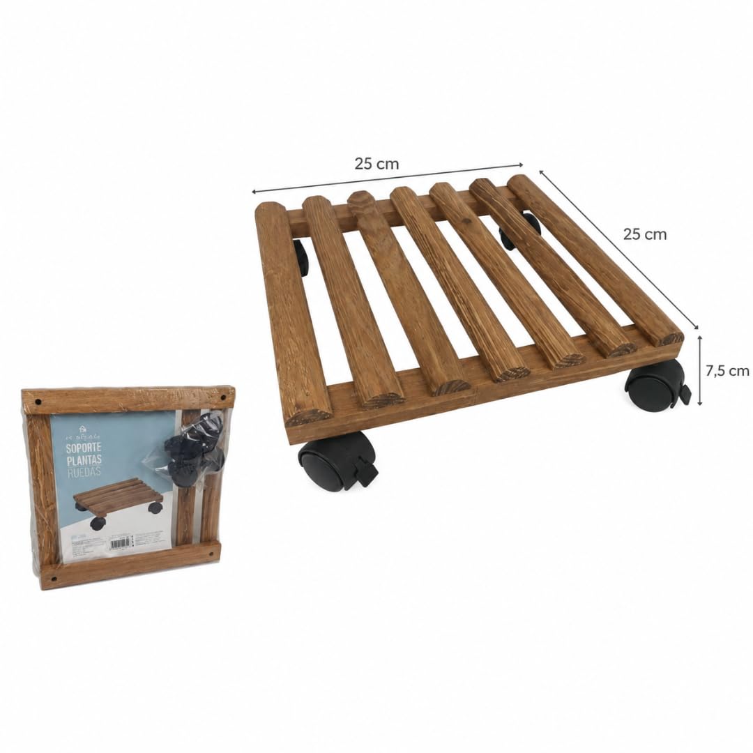 Support pour pots à roulettes 25 x 25 cm Intérieur Extérieur