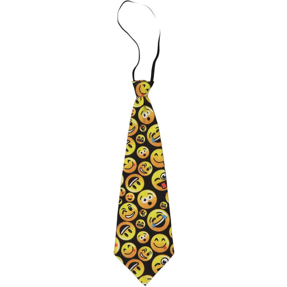 Dress Up America Black Smiling Face Neck Tie For Kids – Emoticon Faces Necktie Tie Celebration Festival Party