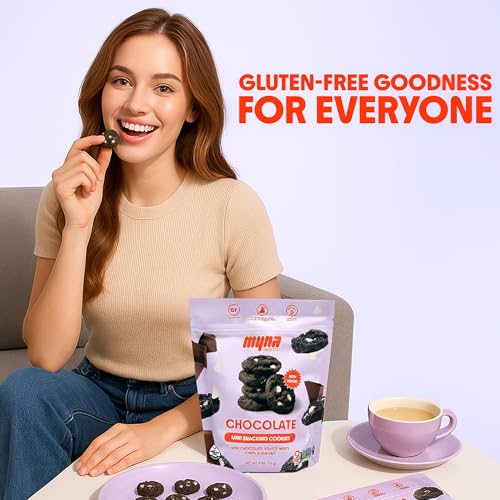 Image of Myna Snacks Midnight Mini Snacking Cookies - Seed Oil Free Snacks - Gluten and Dairy Free Snack - Chocolate Cookies w /White Chips - Healthy Dessert - Sweet Cookie Bites, 8oz (Pack of Two, 4oz Bags)