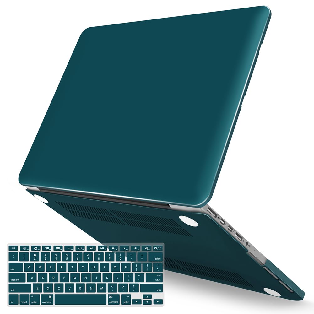 IBENZER MacBook Pro 15 Inch Case 2012-2015, Soft Touch Hard Case Shell Cover with Keyboard Cover for Apple MacBook Pro 15 with Retina Display A1398, Quetzal Green, MR15-QUGN+1