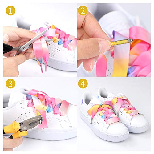5Chaos Glitter Sparkle Rainbow Shoelaces, Metallic Shiny Shoe Laces For Women Kids Girls Men, Fun Funky Shoestring With Aglets 1Pair (47" (120Cm), Silver Rainbow) #TOP5