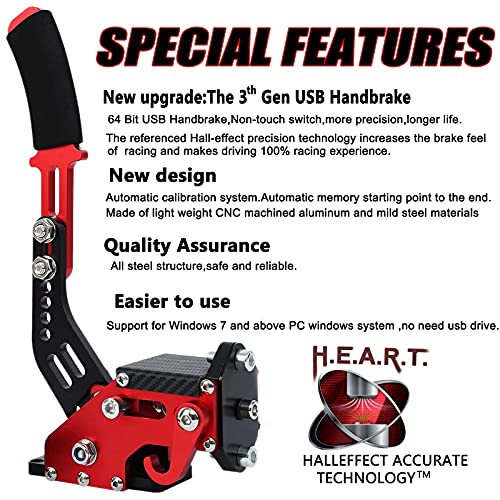 Image of Obokidly Upgrade USB Handbrake Support G920 Compatible with Xbox ONE /Xbox ONE S for Simracing Game Sim Rig ; and Suitable for PC (Red-2)