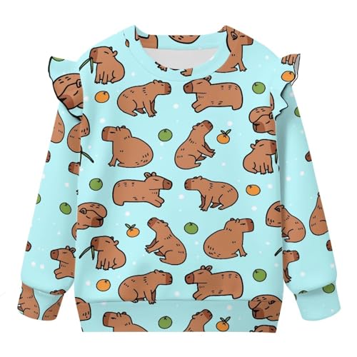 Long Sleeve Shirts for Toddler Girls Cute Graphic Fall Tops Ruffle Sweatshirts Age 1-8 Years4