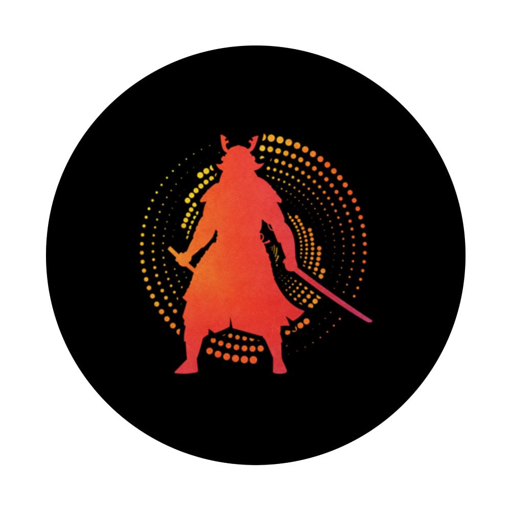 Samurai Japanese Warrior Vintage PopSockets Swappable PopGrip, Black - Image 3