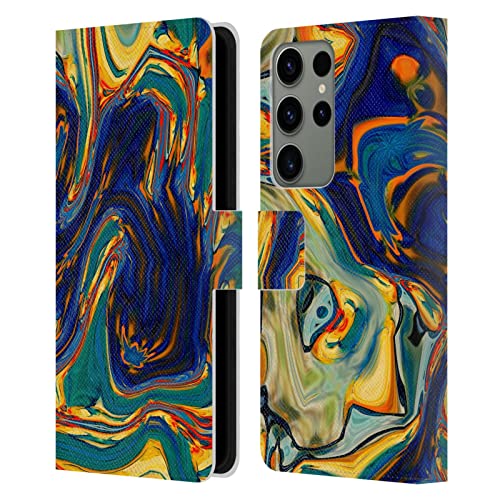 Étui portefeuille Samsung S23 Ultra protection cuir clapet antichoc motif marbre liquide