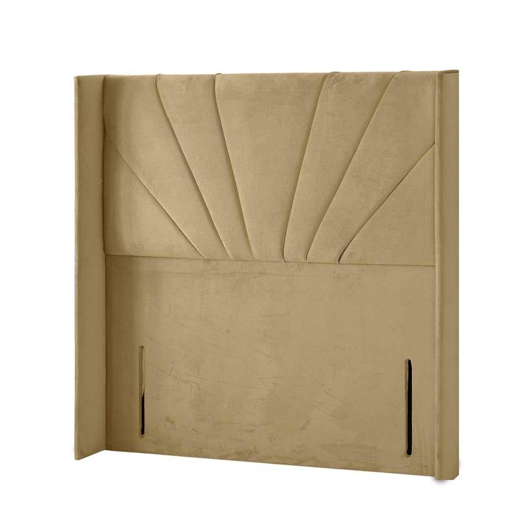 Alexander Ottoman Winged Divan Bed Headboard | Plush Velvet Headboards for 5ft King Size Bed Frame | Elegant design with wooden material headboards for beds (Coffee, 5ft King Height-50inch)
