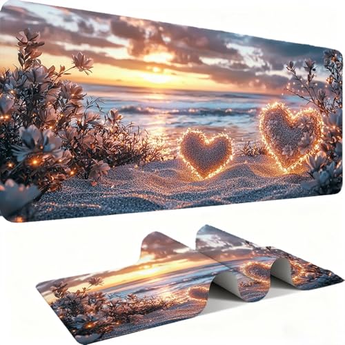 Tapis de souris XXL 1500x800mm Desk Mat Amour Plage pour le bureau