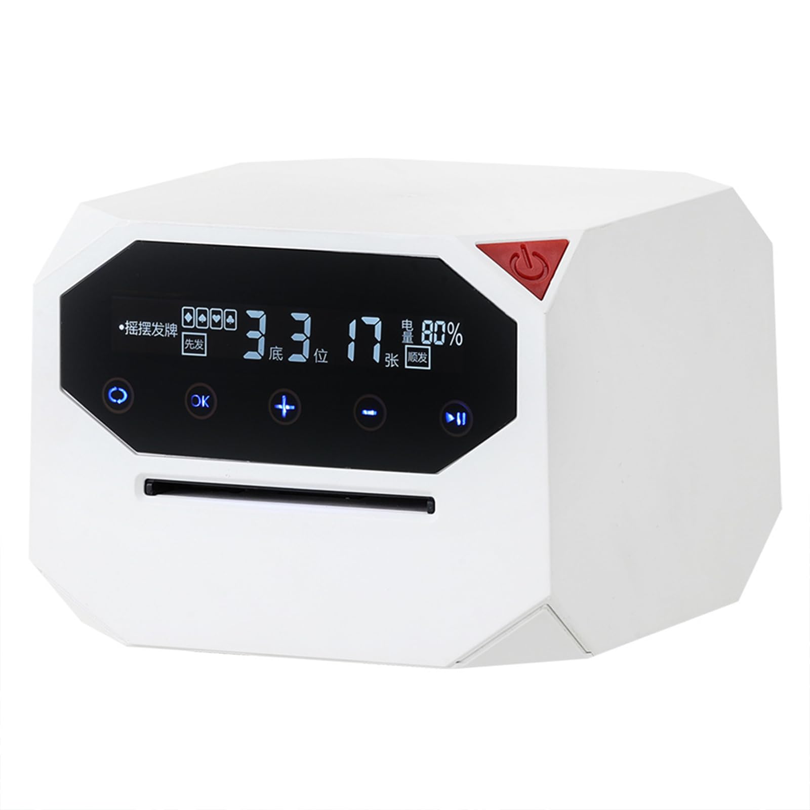 Barajador y Repartidor Automático, Repartidor de Póker Eléctrico con Rotación de 360°, Motor Silencioso con Batería Recargable para Póker, Blackjack, Uno, Texas Holdem White