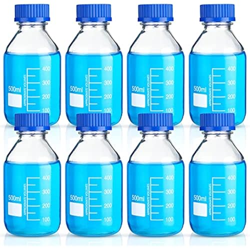 Irenare 8 Pcs Media Storage Bottles Sodium-calcium, Short Round, 500 ml