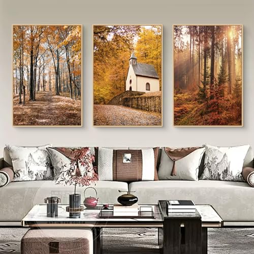 Feuille d'érable d'automne poster lot de 3 pour habiller un mur vide sans charger le salon