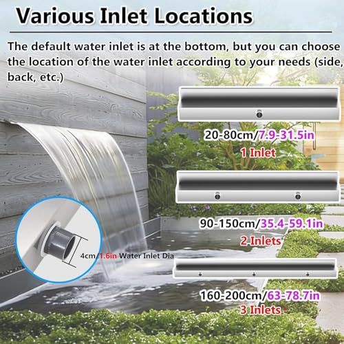 Kit di Cascata con Tubo corrugato per Esterni, Fontana con Getto a Cascata in Acciaio Inox 304 - Cascata Personalizzabile per laghetto Decorativo da Giardino, Fontana da Esterno Resistente (