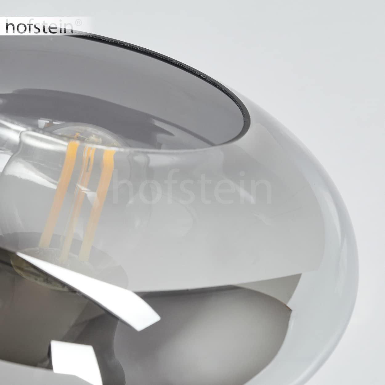Wandleuchte Haikala, moderne Wandlampe aus Metall/Glas in Schwarz/Rauchfarben, Retro/Vintage Leuchte Up mit Schirm aus Rauchglas (Ø 18,5 cm), 1-flammig, 1 x E27, ohne Leuchtmittel