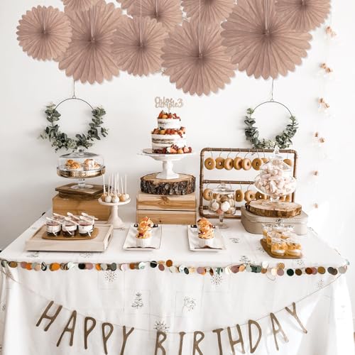 Image of 20 Pcs Brown Hanging Paper Fan, Hanging Honeycomb Round Paper Fans for Weddings, Birthdays, Christmas, Baby Showers, Classroom, Events Ceiling Party Supplies Decorations