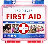 TLIEAO Mini First Aid Kit - 150 Pieces Emergency Medical Kit for Home, Car, Travel, Camping, Truck, Hiking, Sports, Office, Vehicle & Outdoor Emergencies