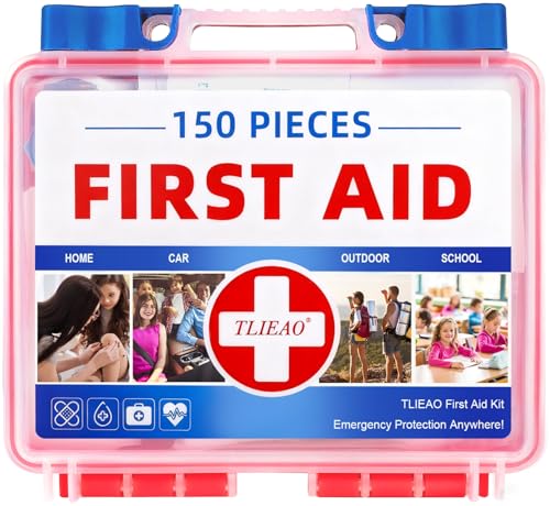 TLIEAO Mini First Aid Kit - 150 Pieces Emergency Medical Kit for Home, Car, Travel, Camping, Truck, Hiking, Sports, Office, Vehicle & Outdoor Emergencies