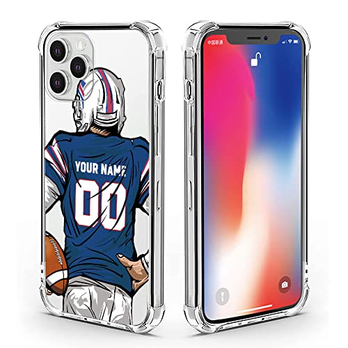 Bostepy Custom Name And Number Football Jersey Case For Iphone 14 13 12 11 Pro Max Mini Xr Xs X 7 8 Plus Se 2022 2020 6S 6 Personalized Team Style Clear Shockproof Phone Cover For Buffalo #TOP5