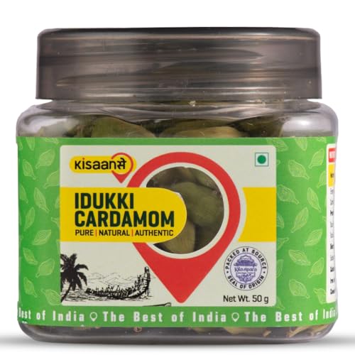 Image of KisaanSay Idukki Cardamom 50 gm Bold Size (7 to 8 mm) | Bold Size | Pure Elaichi | Natural | Distinctive Flavour & Aroma | No Artificial Colors