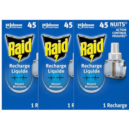 Raid Recharges Liquides Pour Diffuseur Electrique Répulsif Moustiques Et Moustiques Tigres - 3x45 nuits – 3 Recharges 3x32ml