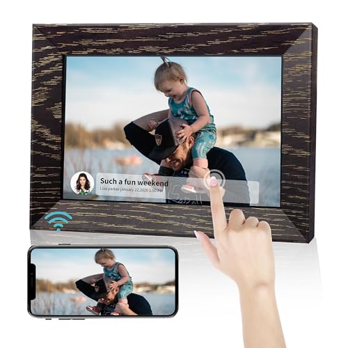 Byybuo Marco de Fotos Digital WiFi de 8 Pulgadas, 16G Walnut Brown, 1280 x 800IPS Touchsen WiFi Bread de Imagen Digital, Compartir Fotos o Videos a través de la aplicación Barro Primer día