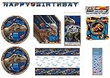 1 pancarta de feliz cumpleaños de 6.5 pies de largo, 4 hojas de calcomanías de camuflaje (no pegatinas jurásicas).