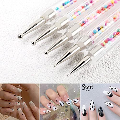 Yisinuoo 5Pcs (10Sizes) 2 Ways Dotting Tools, Nail Art Tools For Painting Nail Design Kit With Colored Handles Acrylic Nail Art Pen Dot Paint Manicure Kit For Home Diy Nail Salon #TOP5