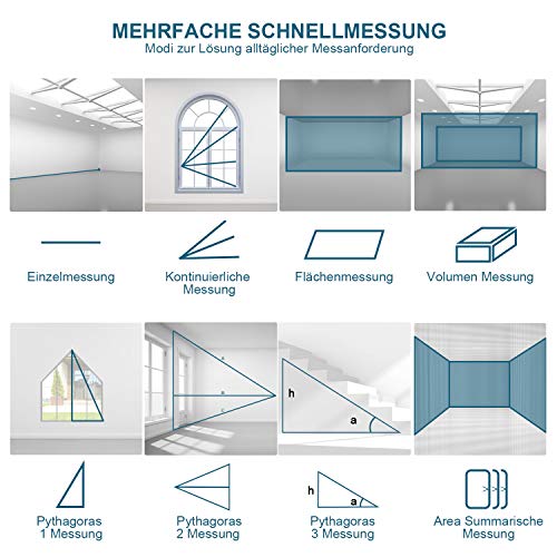 Foto von WESCO Laser Entfernungsmesser, Messbereich 0.03~40m/±1.5mm, 20 Datenspeicherfunktion, Mehreren Messmodi Wie Fläche/Volumen/Pythagoreische, Lasermessgerät mit LCD Hintergrundbeleuchtung, IP54