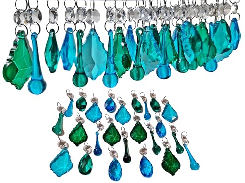 Lampes et pièces de lampe en verre vintage | Pampilles bleu paon pour décoration de Noël