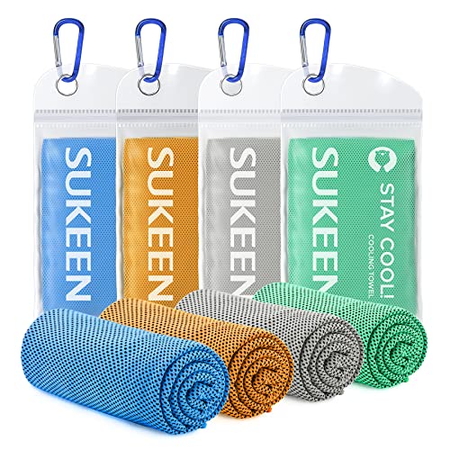 Image of Sukeen Cooling Towel 4 Pack (40"x12"), Microfiber Cool Towel, Soft Breathable Chilly Towel for Yoga, Golf, Gym, Camping, Running, Workout & More Activities