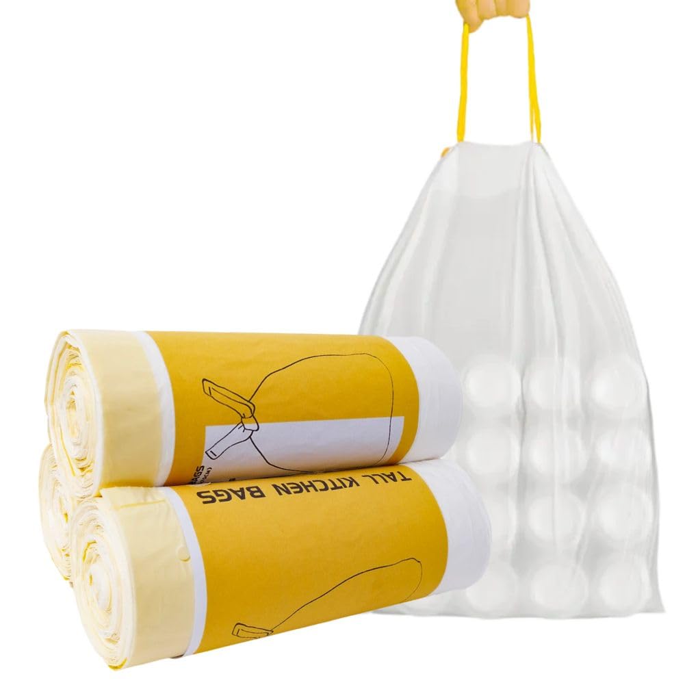 QIYIG Bin Liners 10L 12L 15L Bin Bags Drawstring Trash Bags Large Strong Garbage Bags 10-12-15L(75Count)