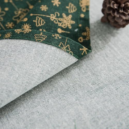 Nappe de Noël coton lin 140x300 anti-plis pour table rectangulaire - 7