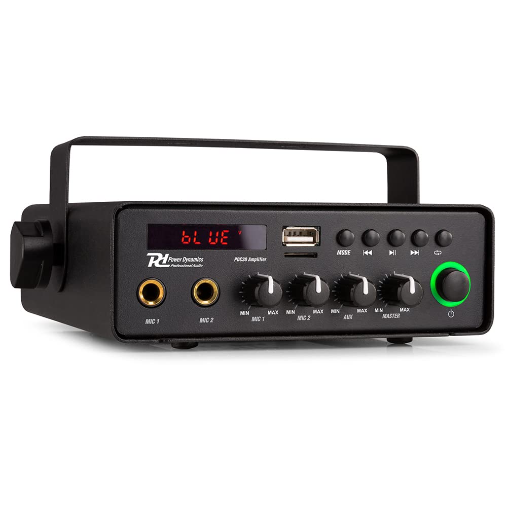 Power Dynamics PDC30 30W Amplifier with Bluetooth, MP3 Player, 2 Mic Inputs - 12V/220V, Brand: Power Dynamics, Part Number: 952.044