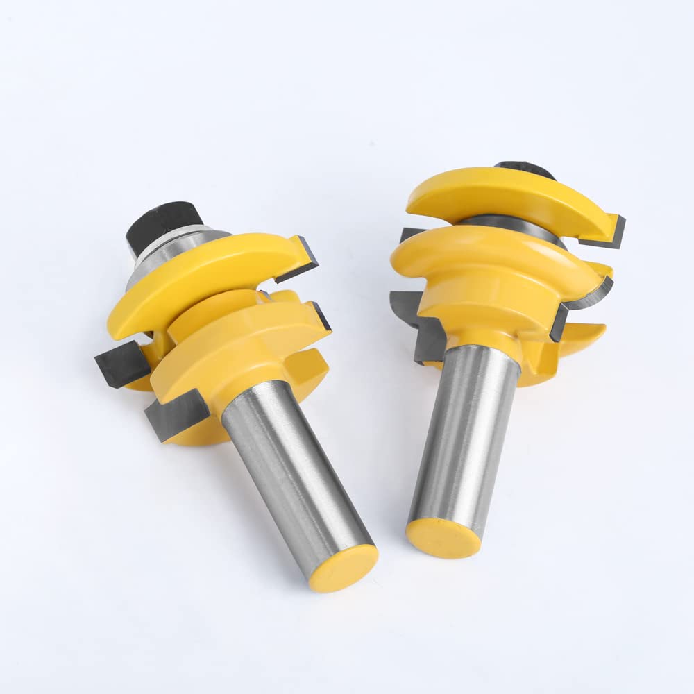 2 pz 12mm 1/2 "codolo Tenone Coltello Punte del Router Set Porta Taglierina di Lavoro Abbinato Lingua Scanalatura T-maniglia Ferroviario Stile Bit(12.7mm shank)