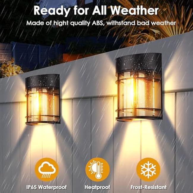 8 Pack Solar Fence Lights, Deck Lights Solar Outdoor Lights Waterproof Patio Decor for Outside Yard Porch Driveway, 3000K