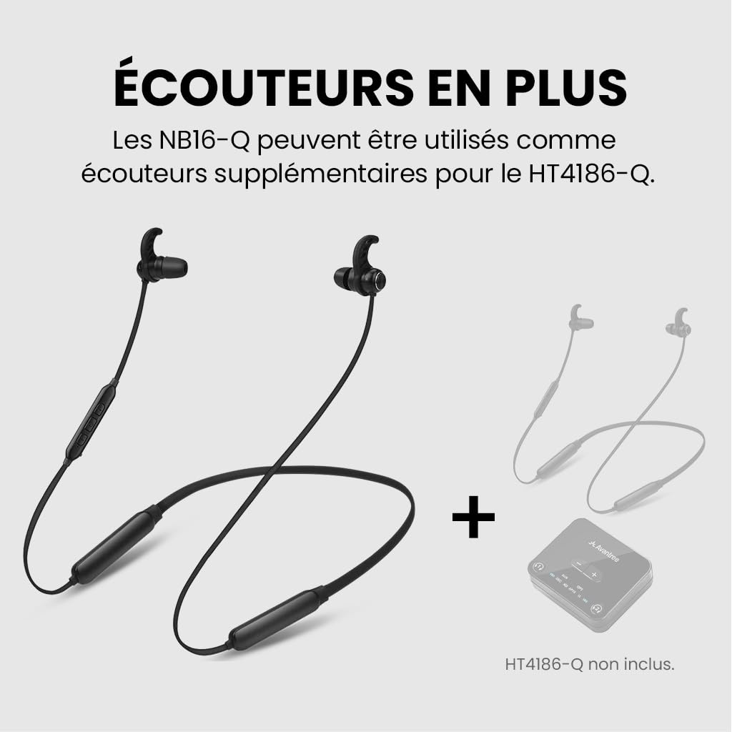 Avantree NB16-Q - Écouteurs Bluetooth 5.2 Intra-Auriculaires avec Qualcomm aptX Adaptive, 20h d’Autonomie, Confortables & Sécurisés pour Smartphones, Smart TVs et PCs
