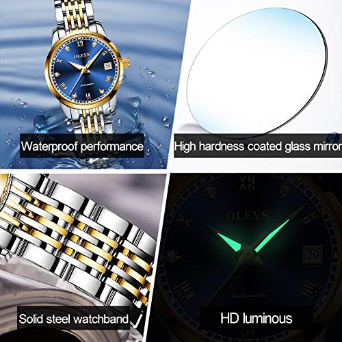 OLEVS Womens Automatic Watches Diamond Stainless Steel Self Winding Ladies Dress Wrist Watches Luminous Waterproof - Image 6