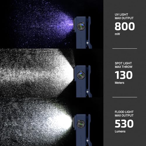 Image of OLIGHT Oclip Ultra EDC Flashlight Clip-on Light, 530 Lumens Rechargeable with Type-C Charging, Combines Floodlight, Spotlight and UV, Triple Lights for Inspection and Work (Stars & Stripes Edition)