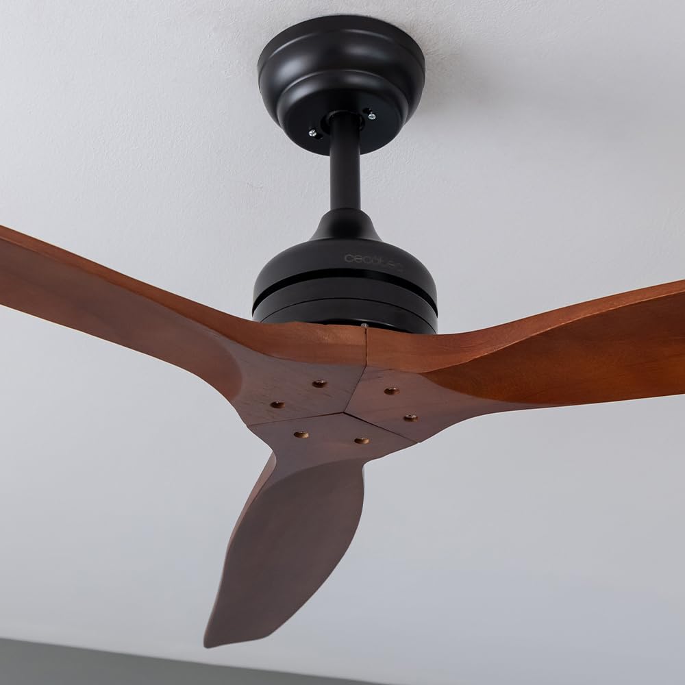 Cecotec - Deckenventilatoren EnergySilence Aero 5270 DarkWood, DC 40W Motor, 132 cm, 3 Klingen, Steuerung, Timer, 6 Geschwindigkeiten, Sommer und Winter, einstellbare Höhe 15 oder 25 cm, Leise