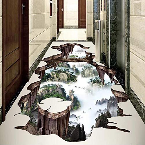 Tapis couloir moderne motif montagne 3D tapis de passage entrée sur mesure A