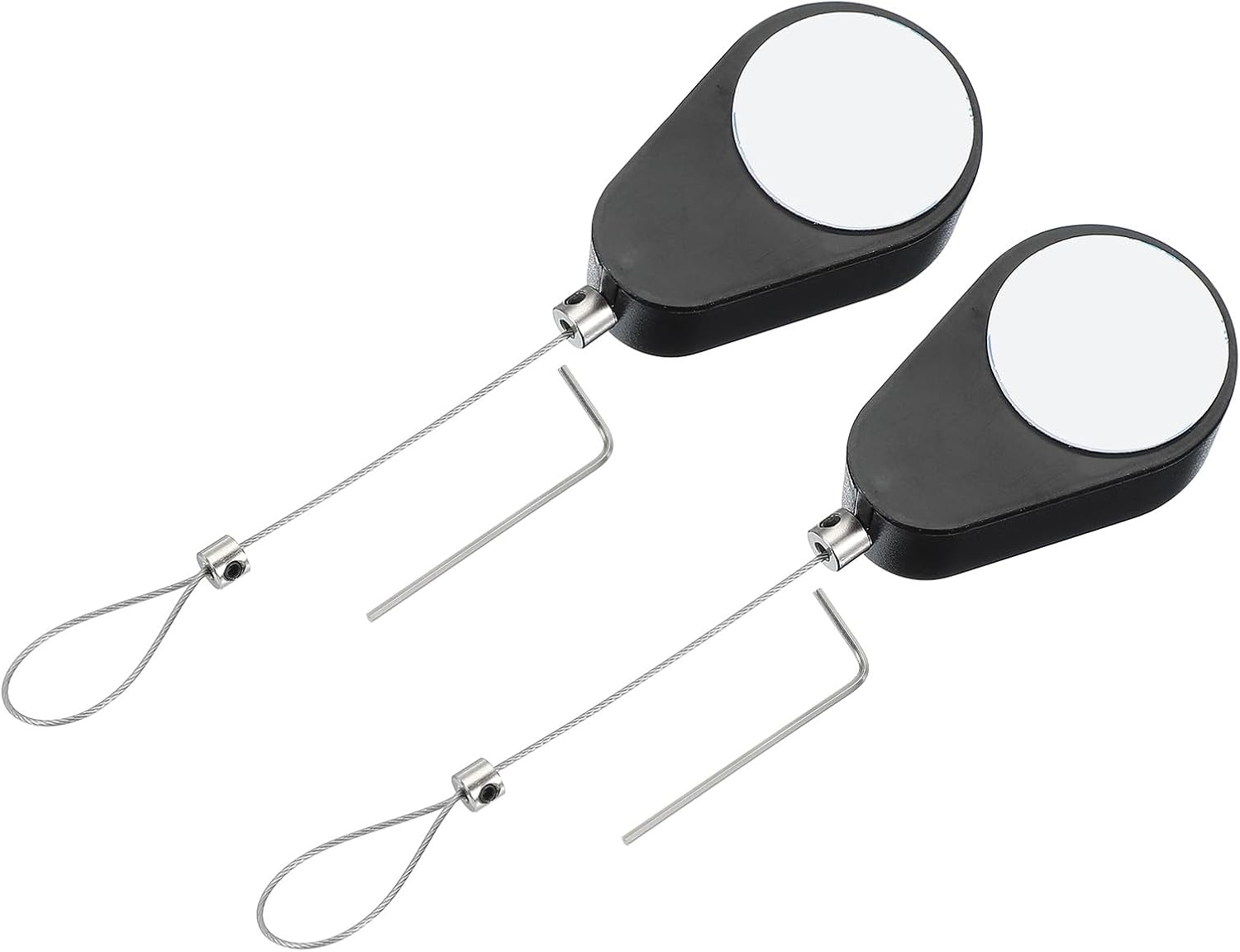PATIKIL 3.3 Ft Retractable Remote Control Tether, 2 Pcs Oval Security Cable Lanyard Lock with Double Sided Adhesive for TV Remote Control Gaming Controller, Black(Lock Buckles)